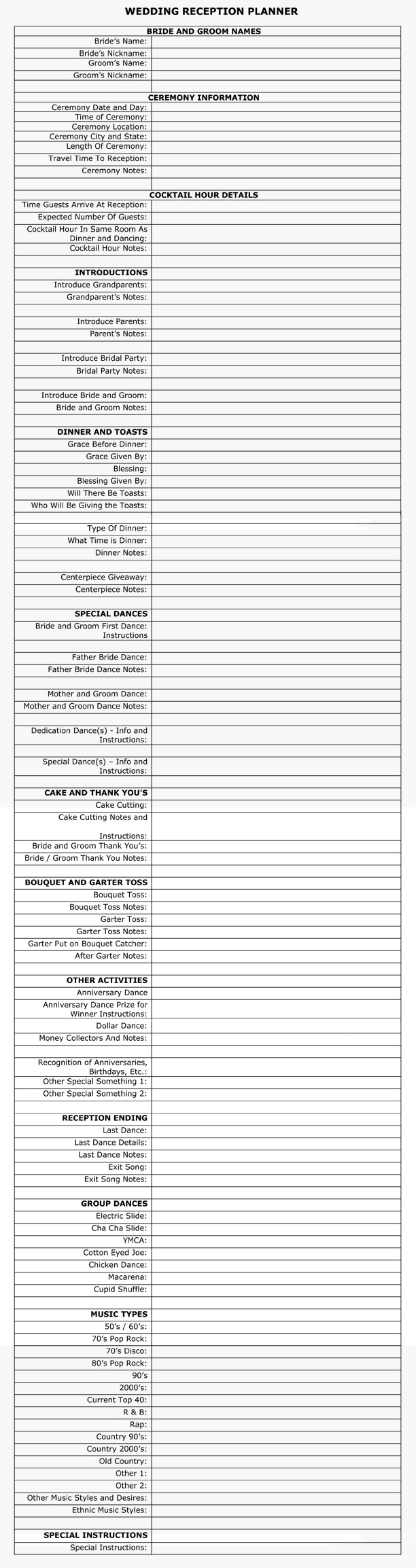 Lightning Sound Disc Jockey Wedding Reception Planner